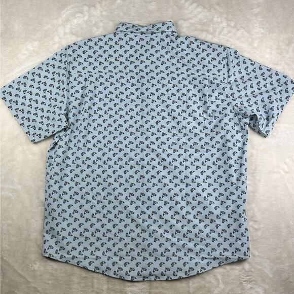 Huk Fishing Shirt Men’s XL Blue Button Down Short Sleeve Fish All Over Print - Picture 2 of 8